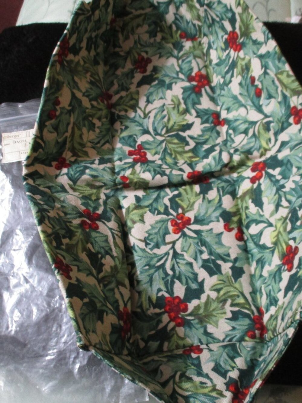 Longaberger Holly Berry Bagel Basket Liner NEW